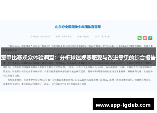 意甲比赛观众体验调查：分析球迷观赛感受与改进意见的综合报告