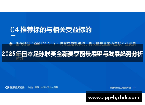 2025年日本足球联赛全新赛季前景展望与发展趋势分析