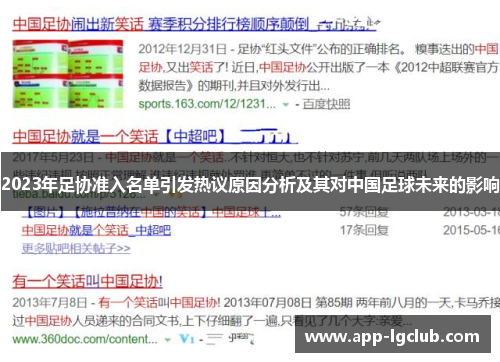 2023年足协准入名单引发热议原因分析及其对中国足球未来的影响 2023年足协准入名单引发热议原因分析及其对中国足球未来的影响